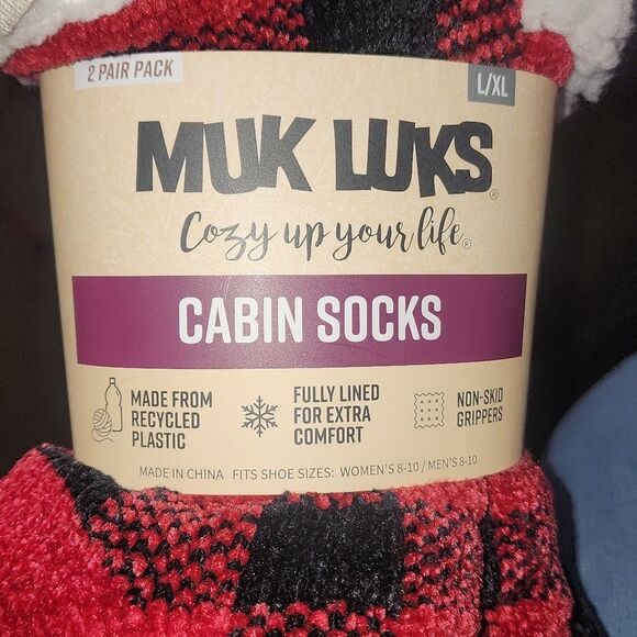 Muk Luks Women's Fuzzy Chenille Plush Lined Cabin Socks, 2-Pack, Size L/XL - Picture 7 of 8